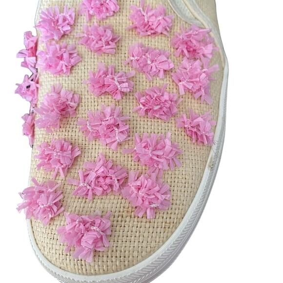 Kate Spade X Keds Mule Slide Sneaker Raffia Straw Pink Tan size 8.5 - Picture 2 of 11